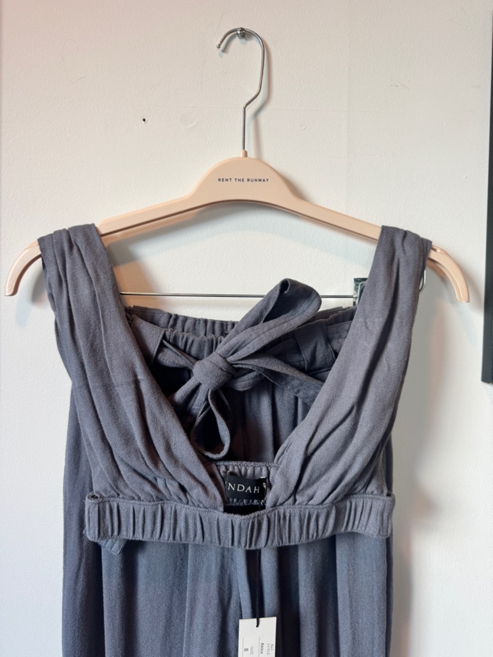 Indah Slate Gray Wide-Leg Jumpsuit with Tie Back